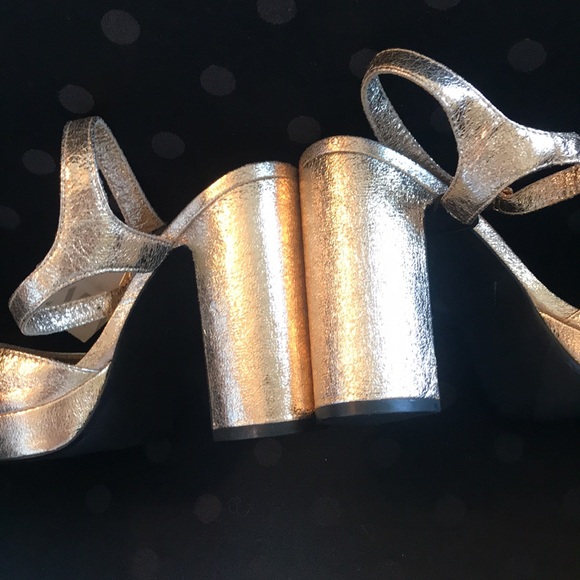 NWT Zara Gold Women's Platform Sandals Size 7.5 USA / 38 Europe 🌟 - Picture 8 of 11